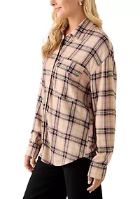 Women's Woven Button Down Shirt with Front Pocket
