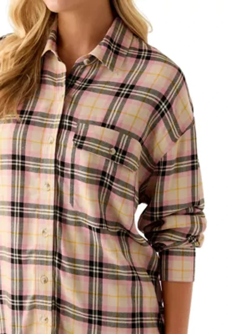 Women's Woven Button Down Shirt with Front Pocket