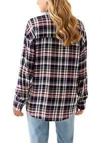 Women's Woven Button Down Shirt with Front Pockets