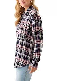 Women's Woven Button Down Shirt with Front Pockets