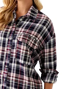 Women's Woven Button Down Shirt with Front Pockets