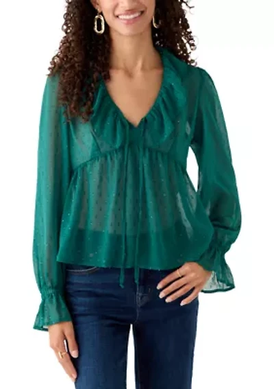 Women's V-Neck Poet Sleeve Blouse