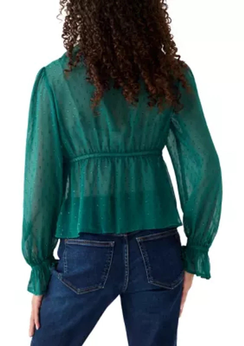 Women's V-Neck Poet Sleeve Blouse