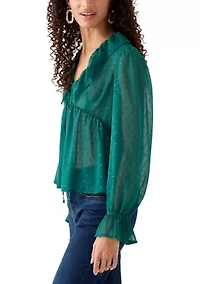 Women's V-Neck Poet Sleeve Blouse