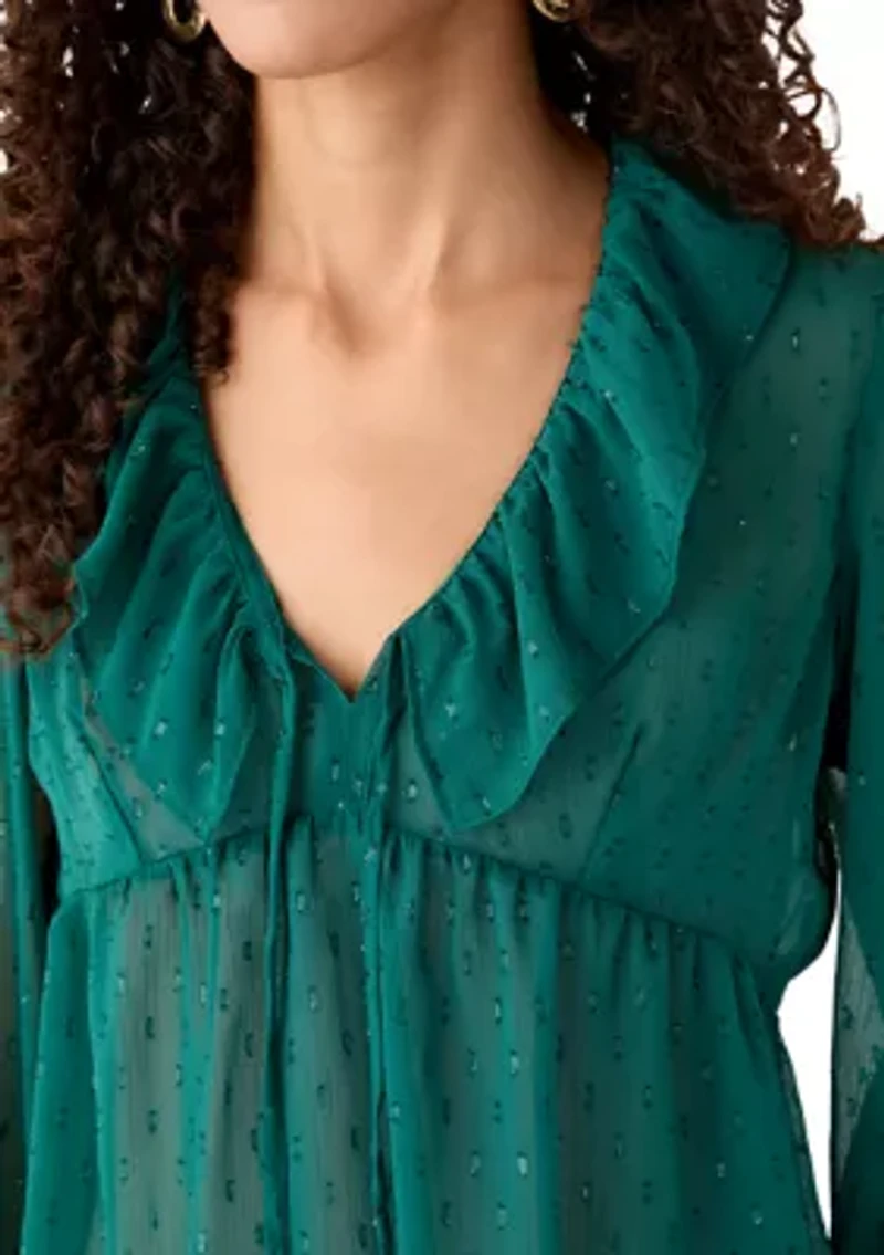 Women's V-Neck Poet Sleeve Blouse