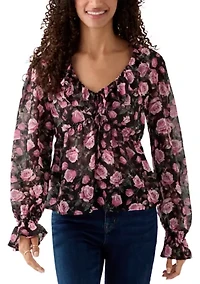 Women's V-Neck Poet Sleeve Blouse