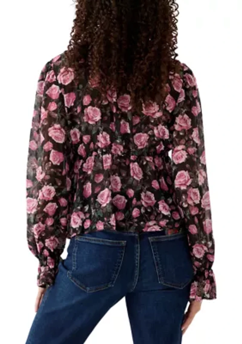 Women's V-Neck Poet Sleeve Blouse