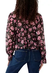 Women's V-Neck Poet Sleeve Blouse