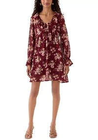 Women's V-Neck Poet Sleeve Ruffle Dress