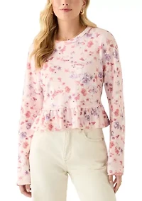 Women's Relaxed Crop Printed Long Sleeve Top