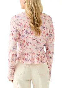 Women's Relaxed Crop Printed Long Sleeve Top