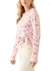 Women's Relaxed Crop Printed Long Sleeve Top