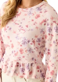 Women's Relaxed Crop Printed Long Sleeve Top