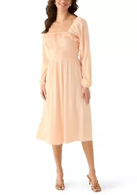 Women's Long Sleeve Smocked Midi Dress