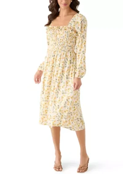 Women's Long Sleeve Smocked Midi Dress