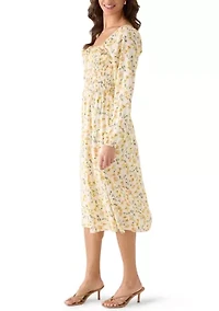 Women's Long Sleeve Smocked Midi Dress