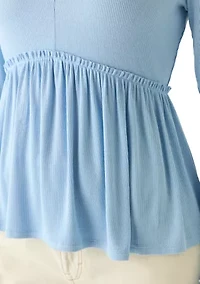 Women's Long Sleeve V-Neck Raw Seam Top