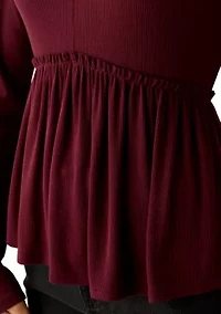 Women's Long Sleeve V-Neck Raw Seam Top