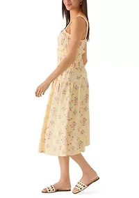 Women's Smocked Bodice Ruffle Strap Tiered Midi Dress