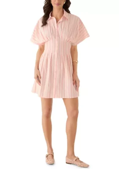Women's Short Sleeve Collared Button Down Dress