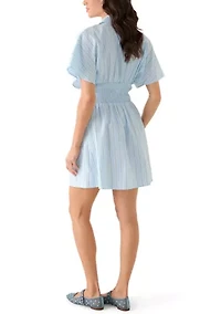 Women's Short Sleeve Collared Button Down Dress