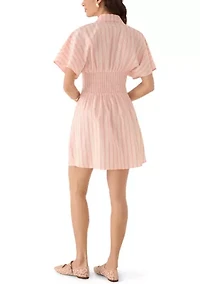 Women's Short Sleeve Collared Button Down Dress