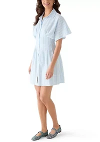 Women's Short Sleeve Collared Button Down Dress