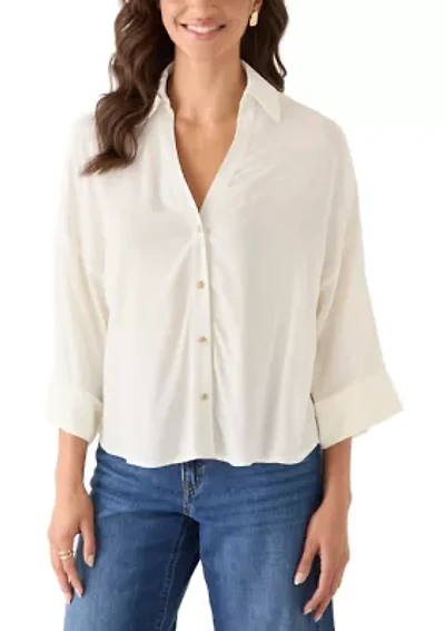 Women's Solid Button Down Shirt