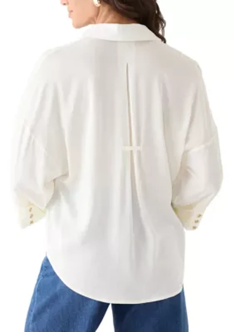 Women's Solid Button Down Shirt
