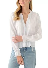 Women's Long Sleeve Woven Gauze Blouse