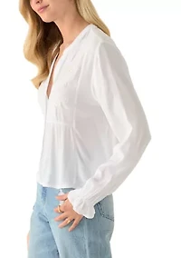 Women's Long Sleeve Woven Gauze Blouse