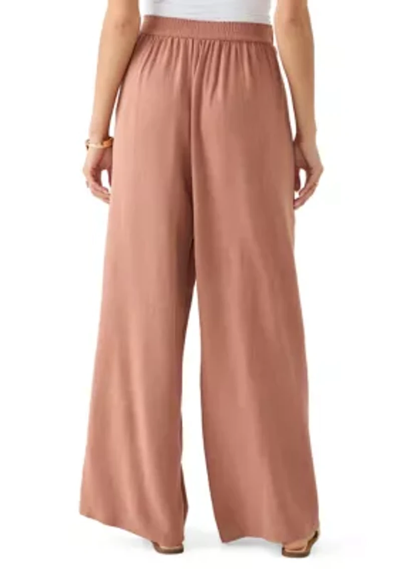 Women's Smocked Waist Pant with Front Tie