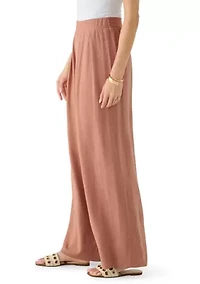 Women's Smocked Waist Pant with Front Tie