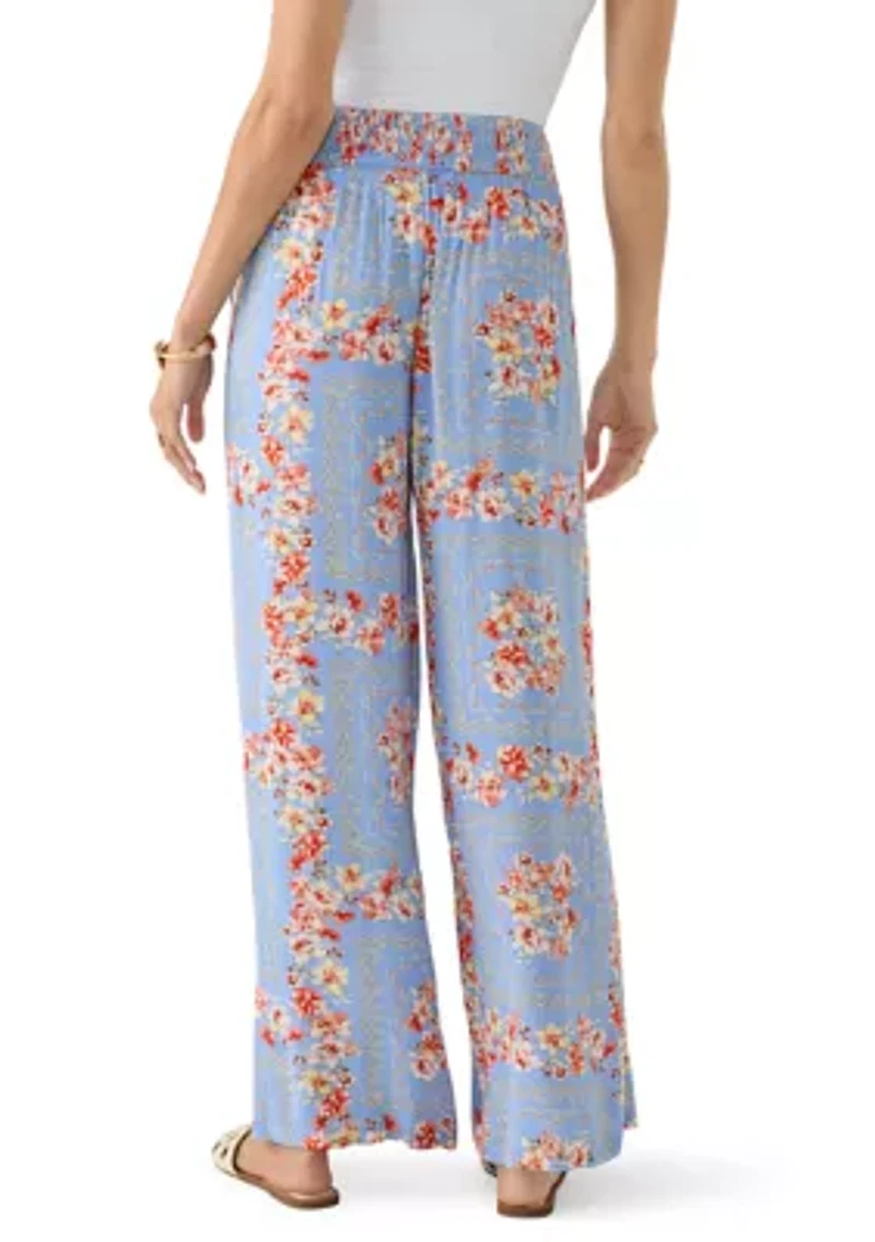 Women's Smocked Waist Pants with Front Tie