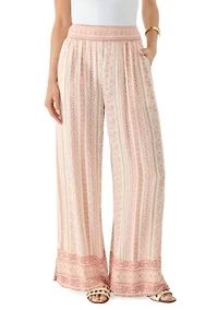 Women's Smocked Waist Pants with Front Tie