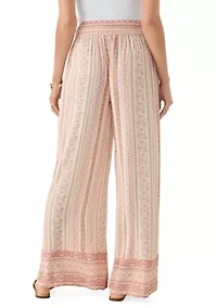 Women's Smocked Waist Pants with Front Tie