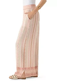 Women's Smocked Waist Pants with Front Tie