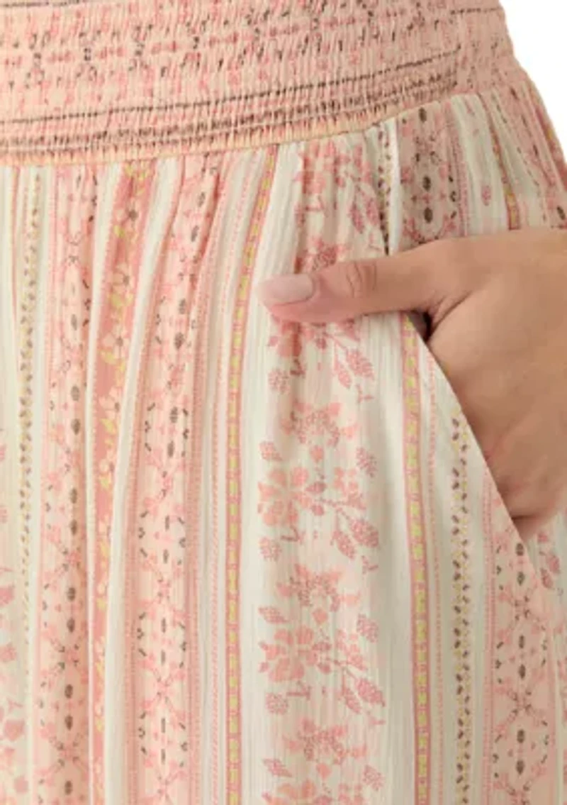 Women's Smocked Waist Pants with Front Tie