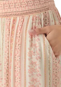 Women's Smocked Waist Pants with Front Tie