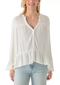 Women's Long Sleeve Peasant Top