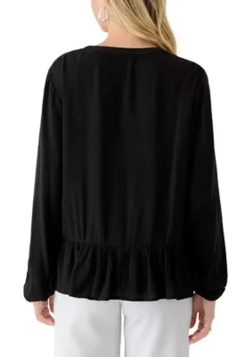 Women's Long Sleeve Peasant Top