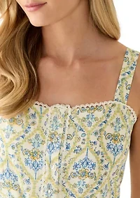 Women's Paisley Sleeveless Embroidered Edge Top