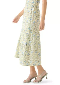 Women's Paisley Tiered Midi Skirt