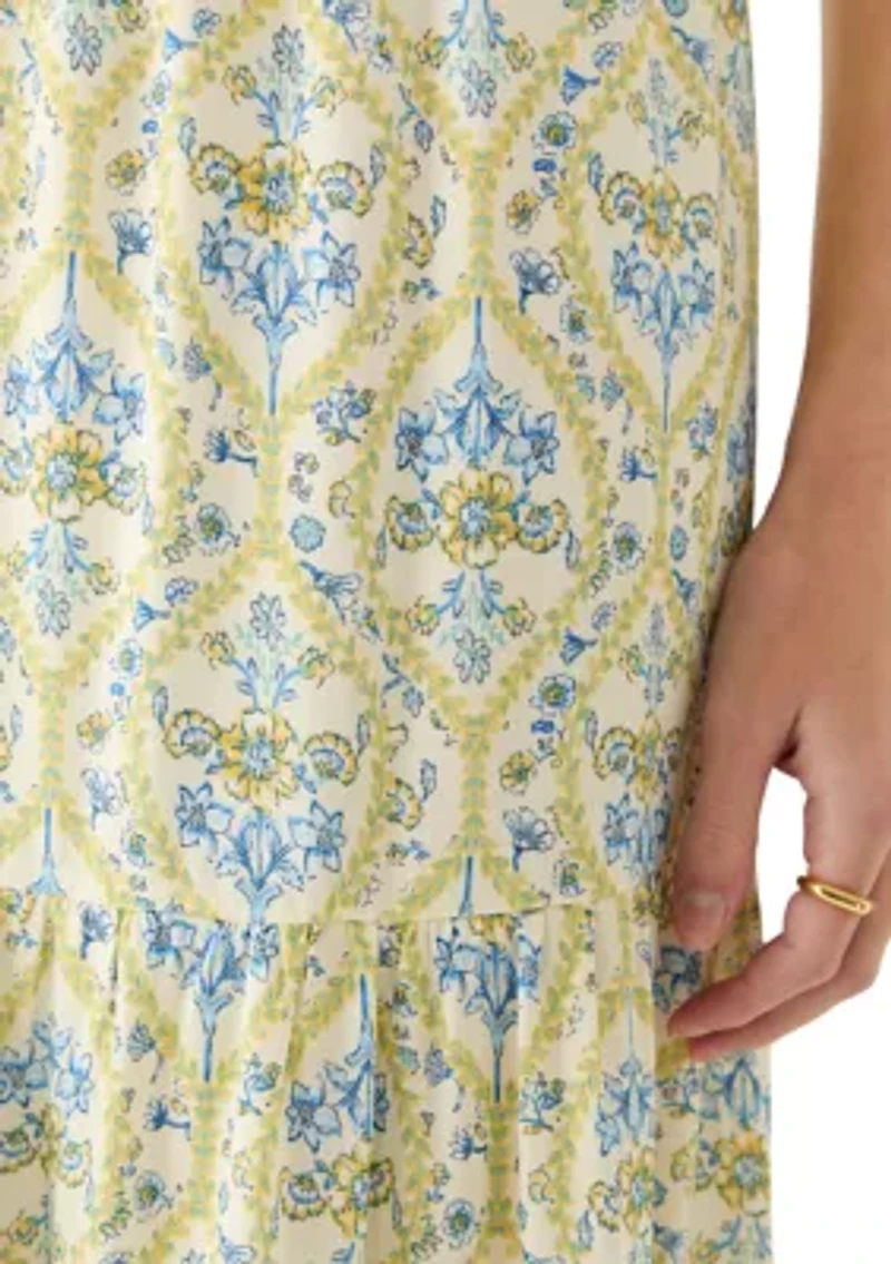 Women's Paisley Tiered Midi Skirt