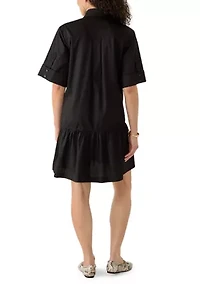 Women's Short Sleeve Poplin Shirtdress