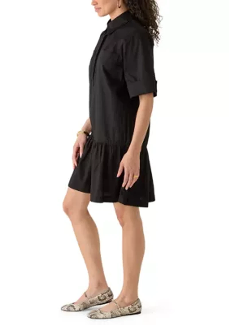 Women's Short Sleeve Poplin Shirtdress