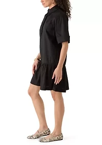 Women's Short Sleeve Poplin Shirtdress