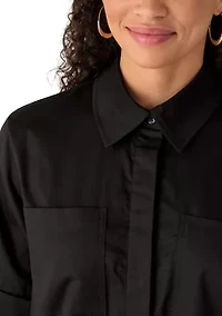 Women's Short Sleeve Poplin Shirtdress