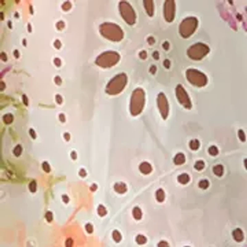 Women's Eyelet Bodice Ruffle Sleeveless Floral Midi Dress