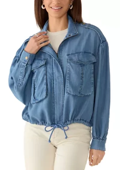 Women's Chambray Jacket with Utility Pockets